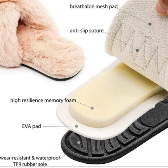 🤩New fur fluffy slippers size Medium fits "7, 8.5" - Picture 9 of 12